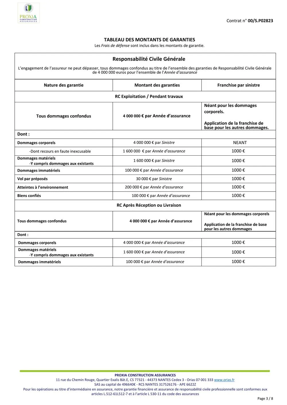 Attestation d'assurance responsabilité civile et décennale F.Couverture — page 3/8