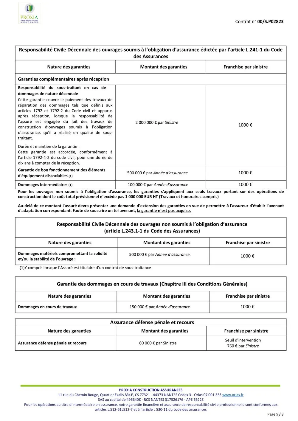 Attestation d'assurance responsabilité civile et décennale F.Couverture — page 5/8