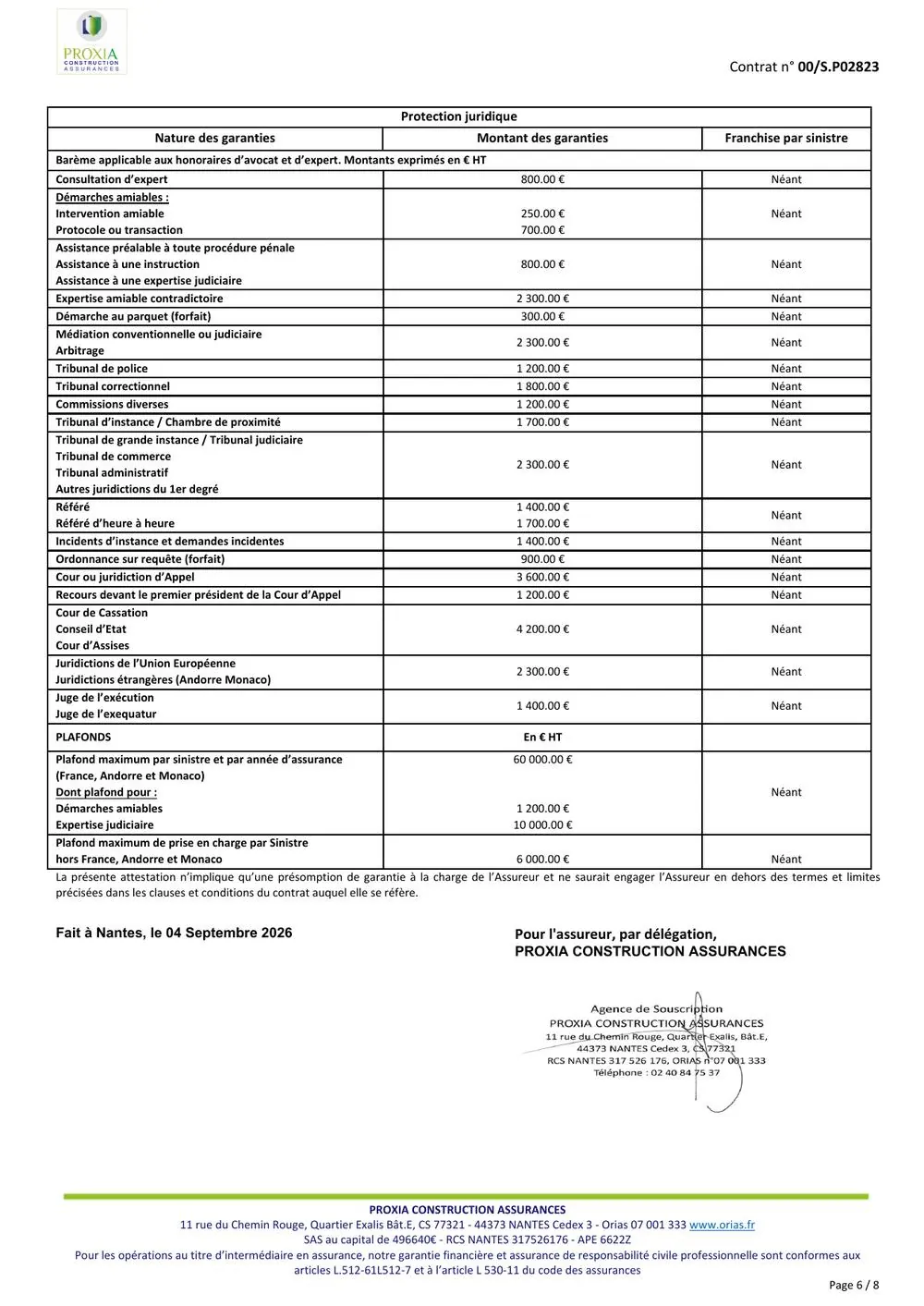 Attestation d'assurance responsabilité civile et décennale F.Couverture — page 6/8